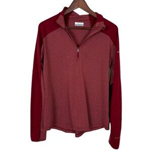 Columbia Red Omni-Wick Striped Pullover Top Women’s Large Thumbholes